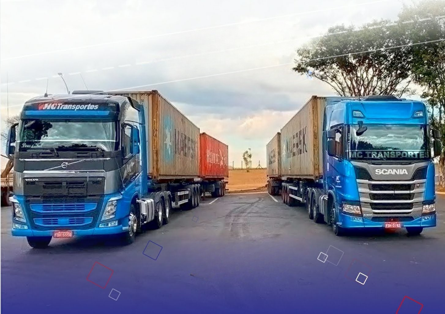 Imagem de fundo de caminhões de transporte